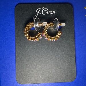 J.Crew multicolor crystal bezel hoop earring NWT